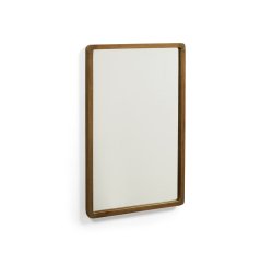 Espejo Shamel de madera maciza de teca con acabado nogal 45 x 70 cm