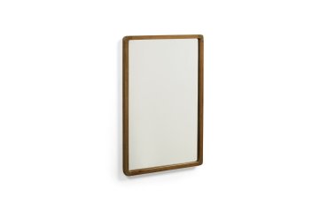 Miroir Shamel en bois de teck massif finition noyer 45 x 70 cm