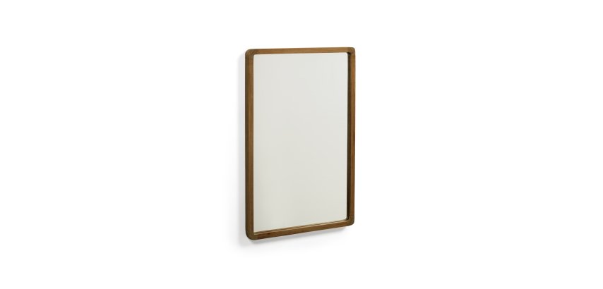 Shamel solid teak mirror with a walnut finish, 45 x 70 cm