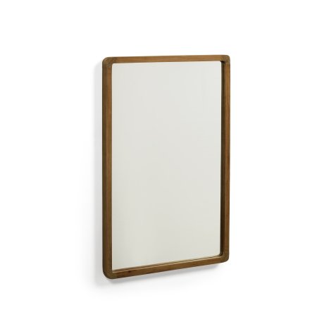 Miroir Shamel en bois de teck massif finition noyer 45 x 70 cm