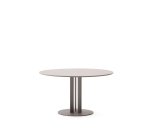 Table ronde d’extérieur Sedalis en acier avec plateau en aluminium taupe Ø 120 cm
