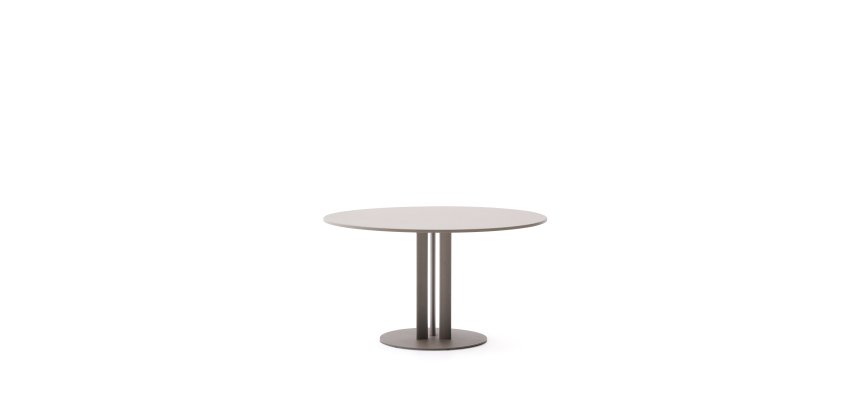 Table ronde d’extérieur Sedalis en acier avec plateau en aluminium taupe Ø 120 cm