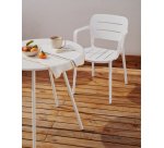 Mesa redonda de exterior Montjoi de acero con acabado blanco Ø 70 cm