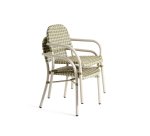 Tuccia beige and green stackable chair in aluminium and synthetic rattan