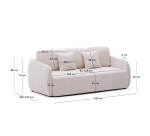 Divano letto Laira 3 posti in ciniglia écru 218 cm FSC Mix Credit