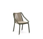 Zivia outdoor chair in ecru rope cord and green galvanised steel