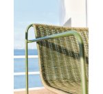 Fauteuil empilable Maurina en acier galvanisé vert et corde verte