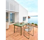 Table d’extérieur Maurina en acier galvanisé vert et céramique verte 182 x 91 cm