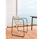 Chaise Maurina en acier galvanisé vert et corde écrue et grise