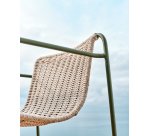 Chaise Maurina en acier galvanisé vert et corde écrue et grise