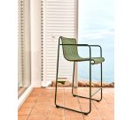 Tabouret Maurina en acier galvanisé vert et corde verte 64,5 cm