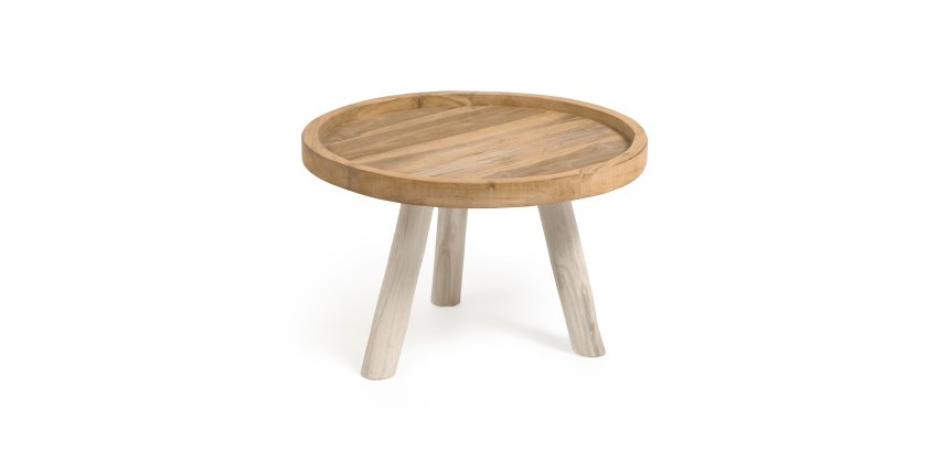 Table basse Glenda en bois massif de teck Ø 55 cm