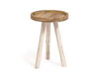 Table d'appoint ronde Glenda en bois massif de teck Ø 35 cm