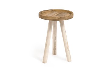 Glenda round solid teak wood side table, Ø 35 cm