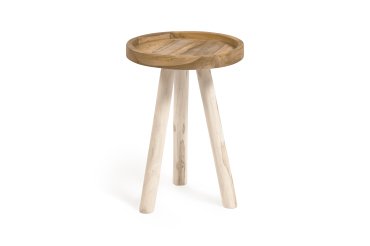 Table d'appoint ronde Glenda en bois massif de teck Ø 35 cm