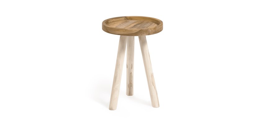 Table d'appoint ronde Glenda en bois massif de teck Ø 35 cm