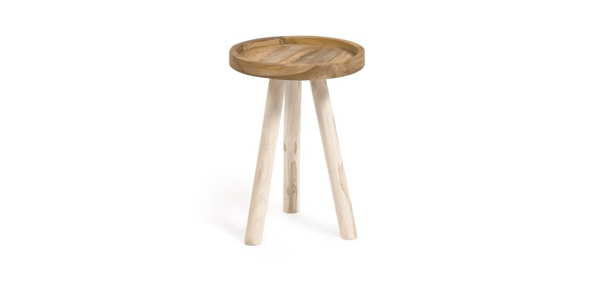 Table d'appoint ronde Glenda en bois massif de teck Ø 35 cm
