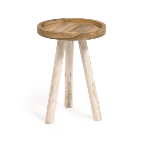 Table d'appoint ronde Glenda en bois massif de teck Ø 35 cm