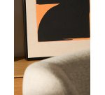 Tableau abstrait Zernu en lin orange et noir peint à la main 42 x 65 cm