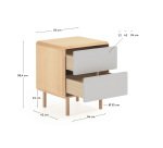 Table de chevet Anielle en bois massif et placage de frêne 50 x 58,4 cm