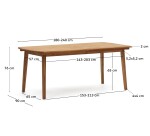 Mesa extensible de exterior Thianna de madera maciza de acacia 180 (240) x 90 cm