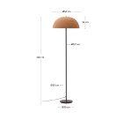 Lampadaire Nibla en métal noir et abat-jour avec effet terre cuite