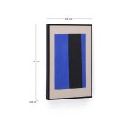 Tableau abstrait Zernu en lin bleu et noir ligne verticale peint à la main 42 x 65 cm