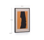 Tableau abstrait Zernu en lin orange et noir peint à la main 42 x 65 cm