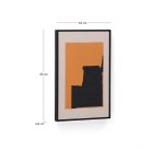 Tableau abstrait Zernu en lin orange et noir peint à la main 42 x 65 cm