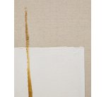 Cuadro abstracto Salin con raya vertical de lino beige  80 x 100 cm