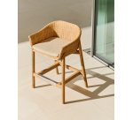 Tabouret Galea en bois de teck et rotin synthétique 65 cm