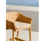 Tabouret Galea en bois de teck et rotin synthétique 75 cm