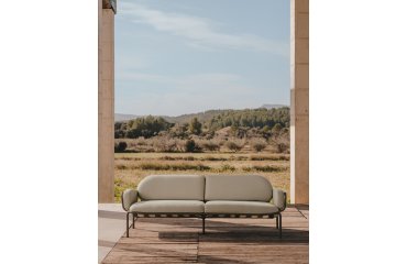 Sofá 3 plazas de exterior Joncols de aluminio con acabado pintado verde 225 cm