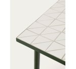 Table d’extérieur Maurina en acier galvanisé vert et céramique couleur écru 182 x 91 cm