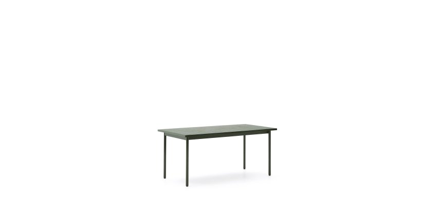 DE_Table d’extérieur Maurina en acier galvanisé vert et céramique verte 182 x 91 cm