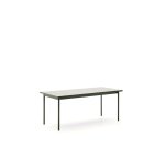 Table d’extérieur Maurina en acier galvanisé vert et céramique couleur écru 182 x 91 cm