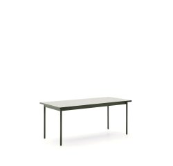 Tavolo da esterno Maurina in acciaio zincato verde e piastrelle color écru 182 x 91 cm