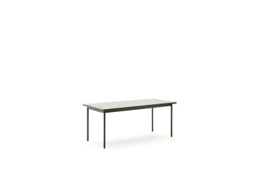 Table d’extérieur Maurina en acier galvanisé vert et céramique couleur écru 182 x 91 cm