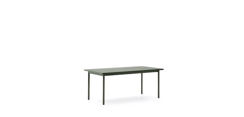 Maurina outdoor table in green galvanised steel with green tiles 223 x 101cm