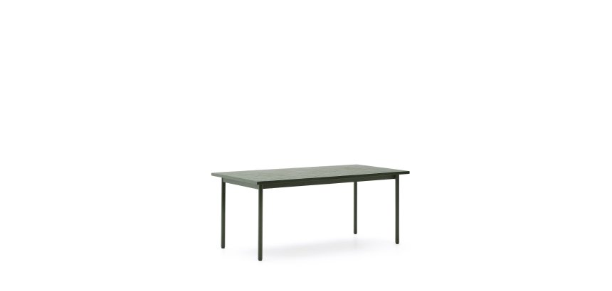 DE_Table d’extérieur Maurina en acier galvanisé vert et céramique verte 223 x 101 cm