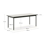 Table d’extérieur Maurina en acier galvanisé vert et céramique couleur écru 182 x 91 cm