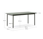 Table d’extérieur Maurina en acier galvanisé vert et céramique verte 182 x 91 cm