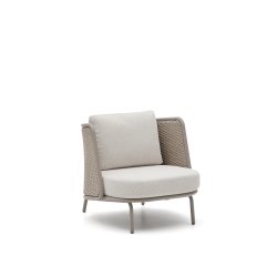 Fauteuil d’extérieur Sedalis en aluminium et corde taupe