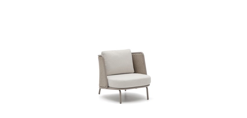 Sedalis outdoor armchair in aluminium and taupe rope cord