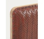 Cabecero Natesa de madera maciza de teca y piel para cama de 160 cm