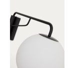 Applique murale Eilo en acier noir et boule en verre dépoli