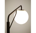 Lampadaire Eilo en acier noir avec boule en verre dépoli