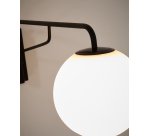 Applique murale Eilo en acier noir et boule en verre dépoli