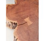 Table basse Tavine en bois d’acacia avec finition blanchie et roulettes Ø 85 cm