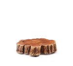 Table basse Tavine en bois d’acacia avec finition blanchie et roulettes Ø 85 cm
